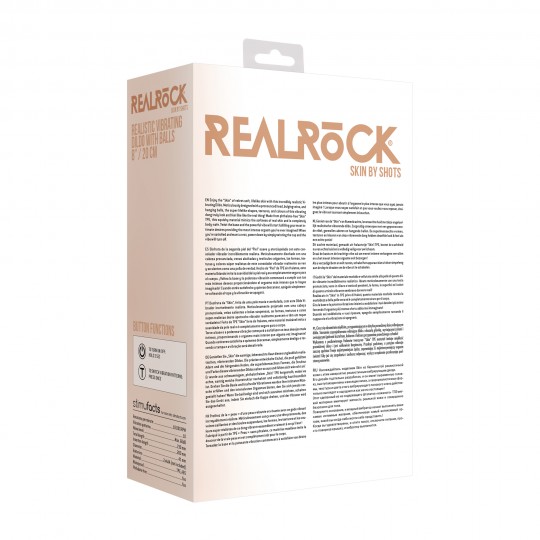 VIBRADOR REALÍSTICO 8&quot; COM TESTÍCULOS REALROCK BRANCO