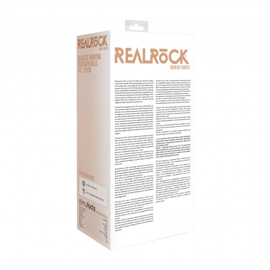 VIBRADOR REALÍSTICO 10&quot; CON TESTÍCULOS REALROCK BLANCO