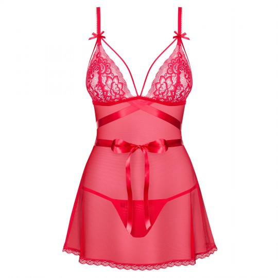 OBSESSIVE LOVLEA BABYDOLL AND THONG RED