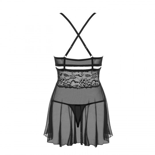 OBSESSIVE 838-BAB BABYDOLL AND THONG BLACK
